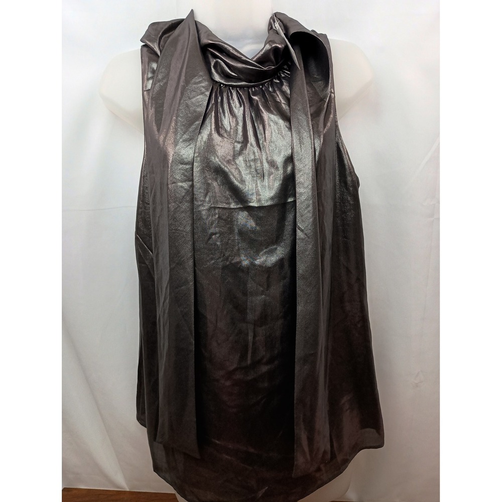 Nwt M White house black market metallic shiny gray streetwear concert blouse